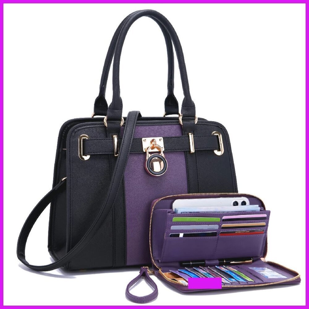 Vegan Leather Tote Satchel Set With Matching Wallet Work Chic Elegant